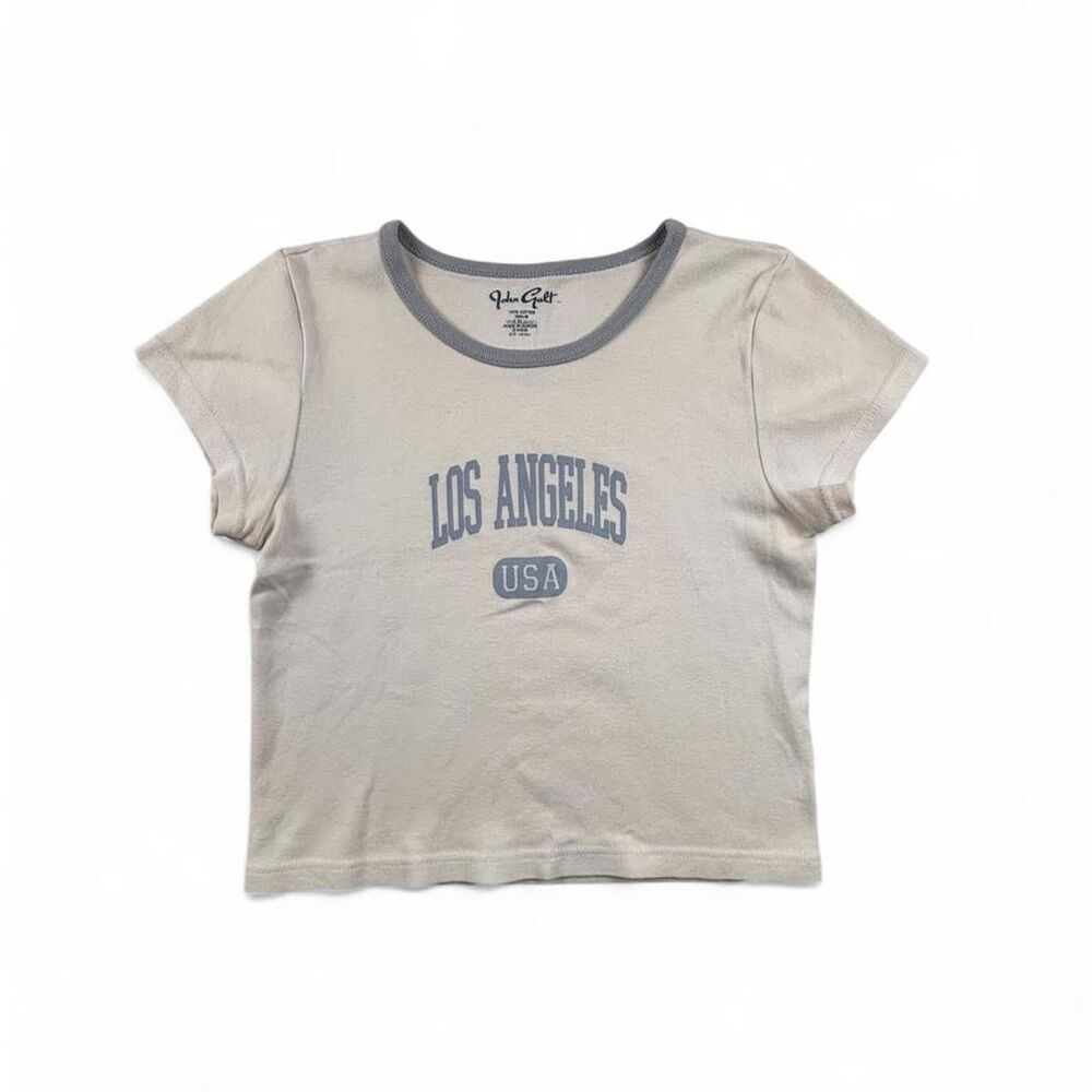 John Galt LA Baby Tee Women’s S White Graphic Crop T-Shirt USA
